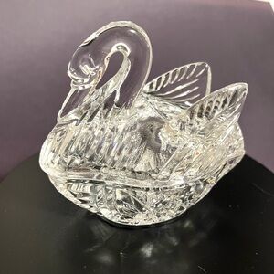 Elegant Glass Swan Trinket Box